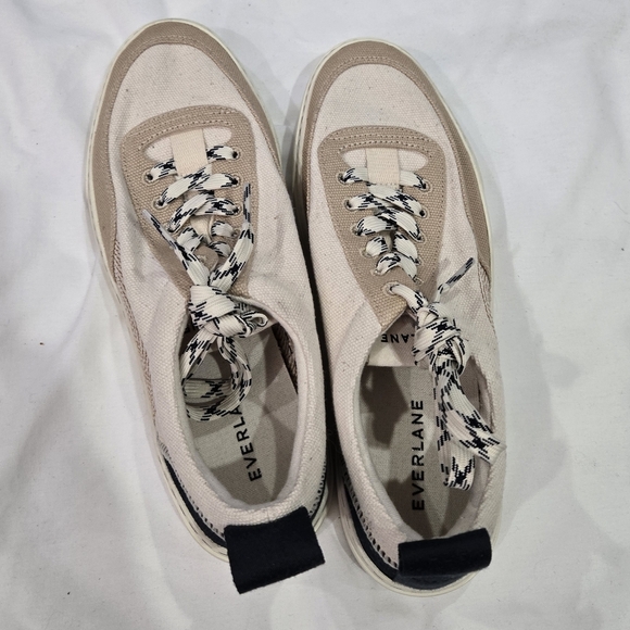 Everlane The Tread-bare Sneaker Womens 8 Natrual Canvas Dark Sapphire Argan Oil - Picture 4 of 8